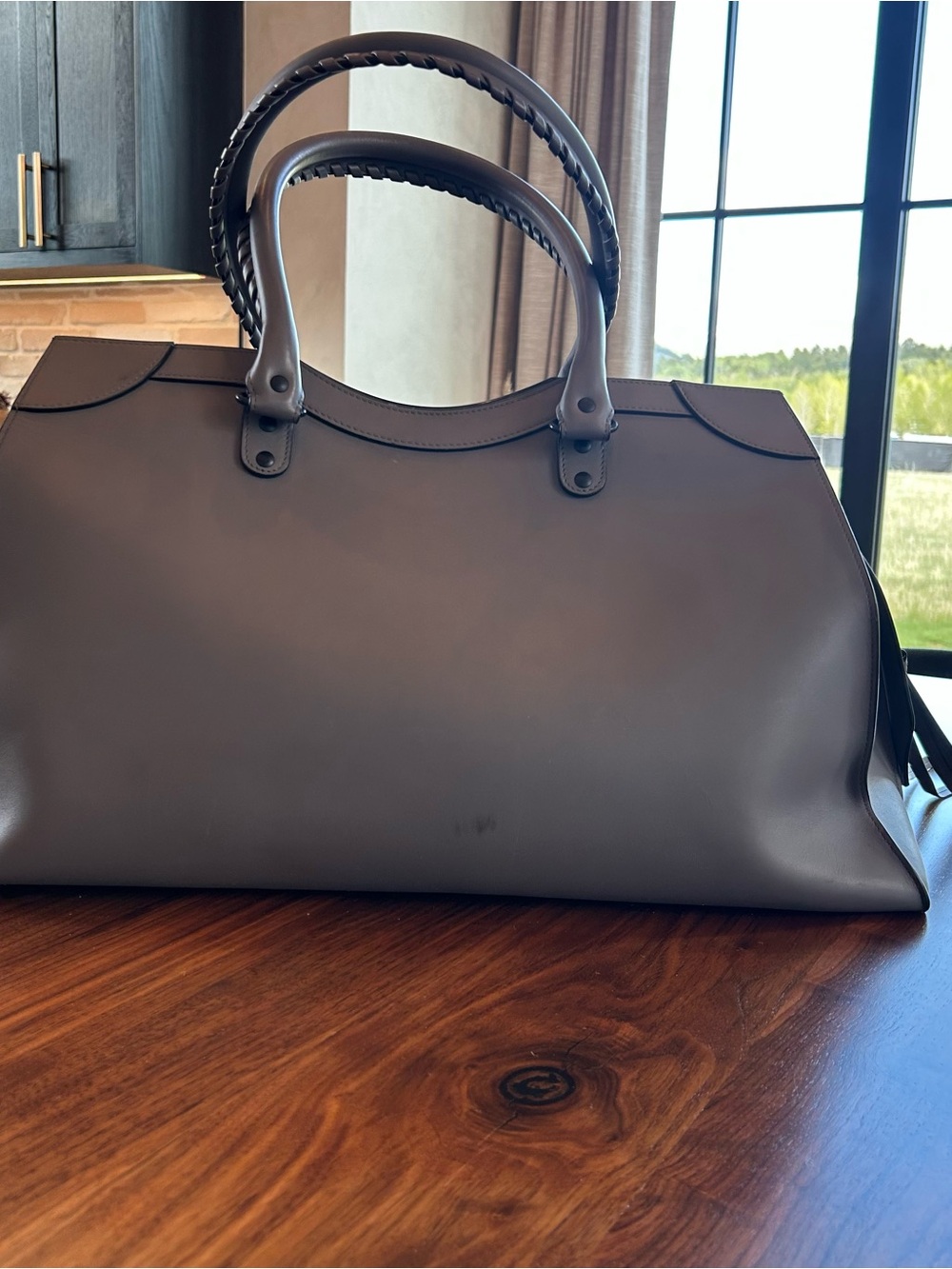 Balenciaga Neo- Grey Leather Tote with Braided Handles - Picture 9 of 17